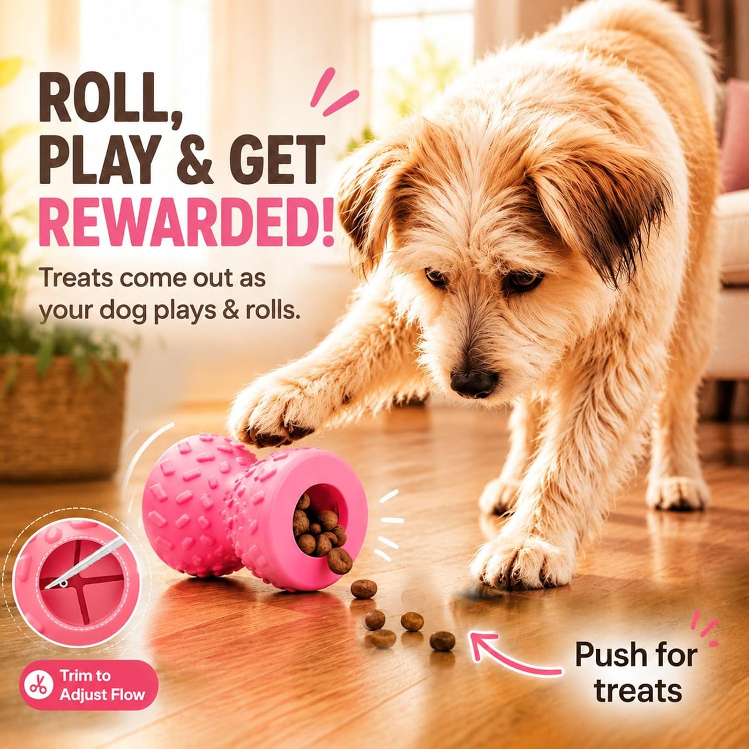 Treat Dispensing Dog Toy, Interactive Puzzle Toy for Small Dogs,Slow Feeder