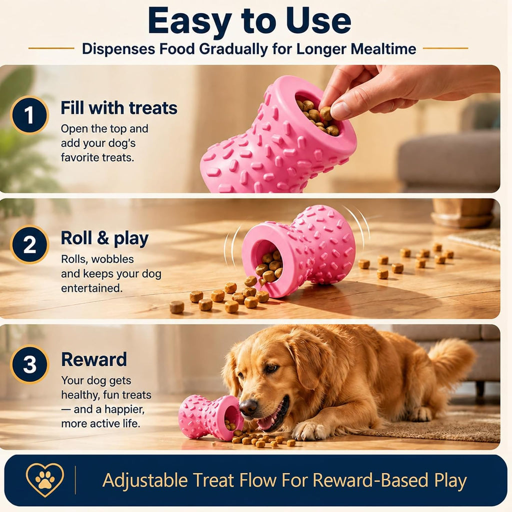 Treat Dispensing Dog Toy, Interactive Puzzle Toy for Small Dogs,Slow Feeder