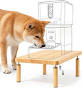 Adjustable Dog Food Stand, Raised Dog Bowl Stand for Medium Breeds, Elevates from 5 1/2" to 6 3/4", Relieves Spine and Joints on Pets (M, Solid Wood)