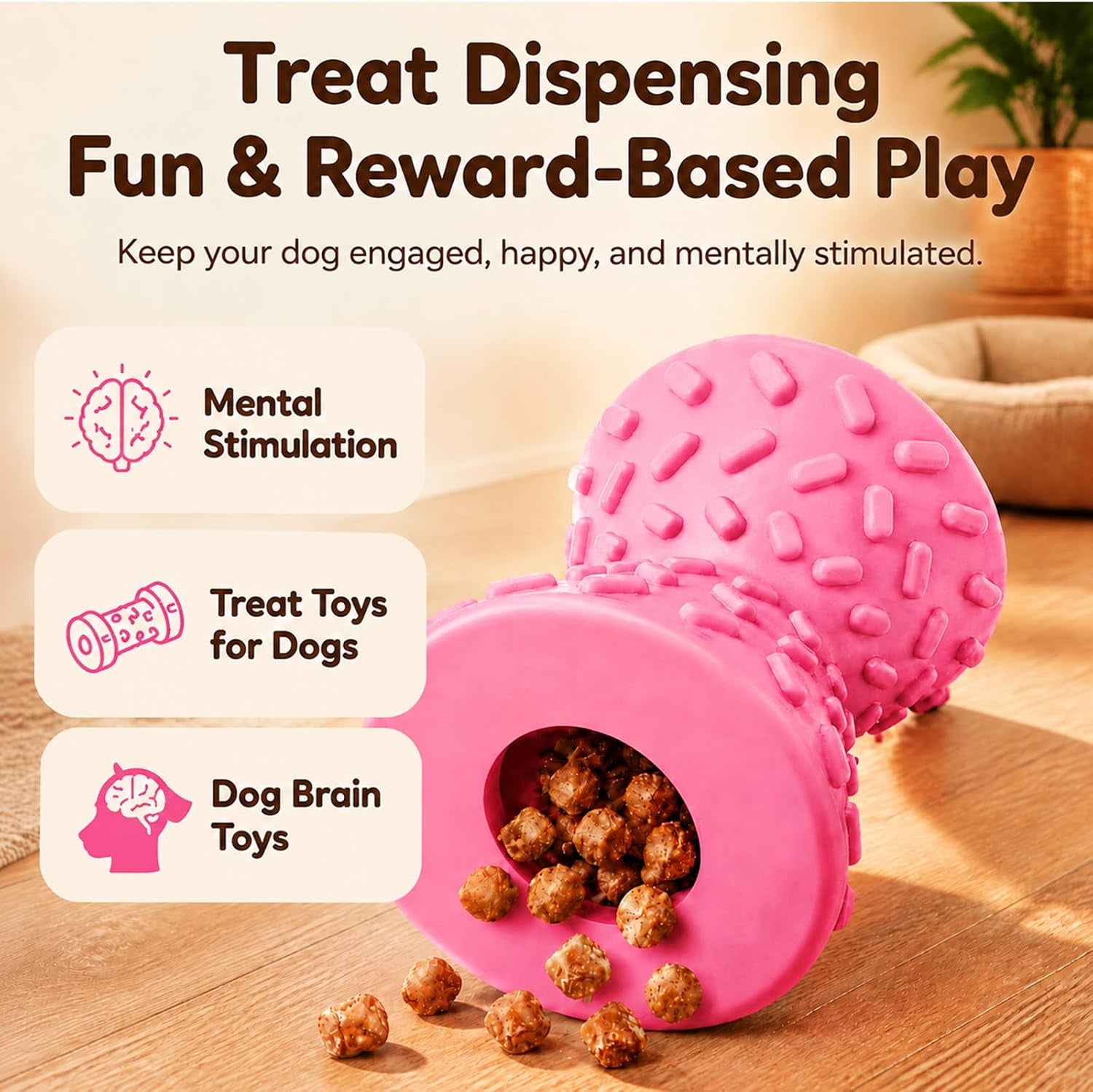 Treat Dispensing Dog Toy, Interactive Puzzle Toy for Small Dogs,Slow Feeder