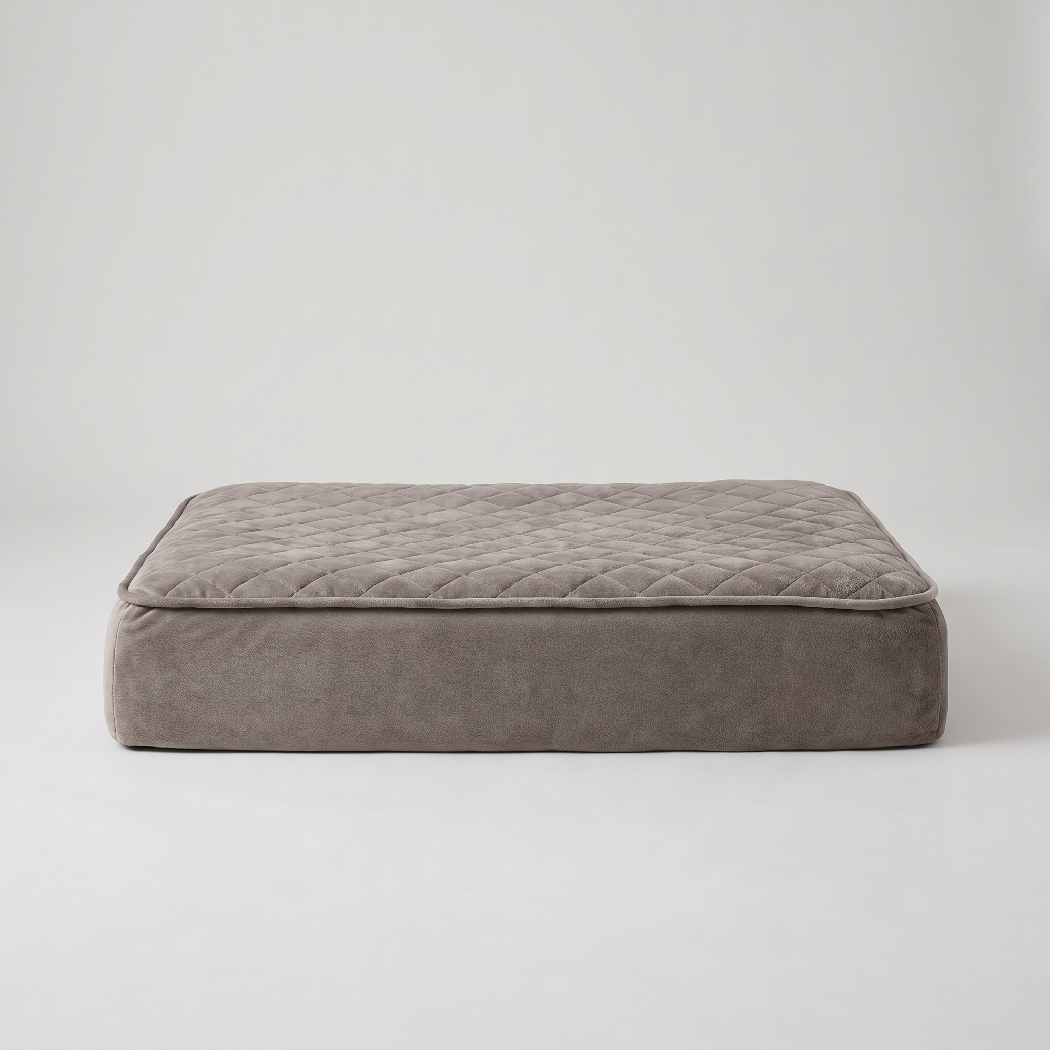 Memory foam dog bed with plush gray cover